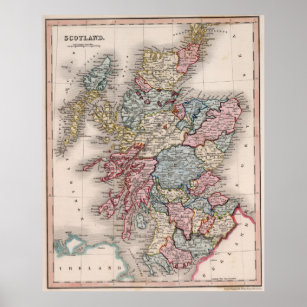 Vintage Map of Scotland (1832) Poster