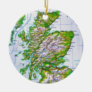 Vintage Map of Scotland Orkney Islands Ceramic Tree Decoration