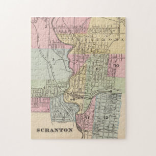 Vintage Map of Scranton PA (1890) Jigsaw Puzzle