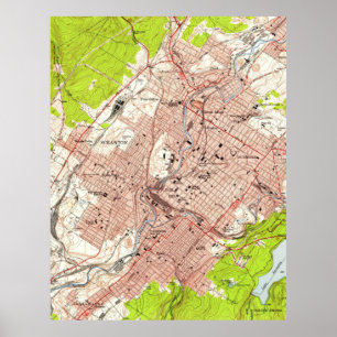 Vintage Map of Scranton Pennsylvania (1947) Poster