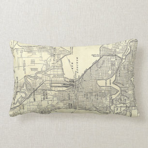 Vintage Map of Seattle (1914) Lumbar Cushion