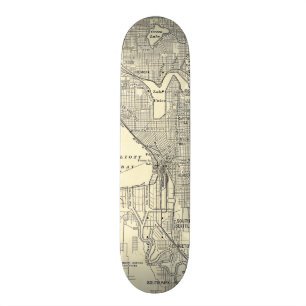 Vintage Map of Seattle (1914) Skateboard