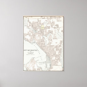 Vintage Map of Seattle Washington (1901) Canvas Print