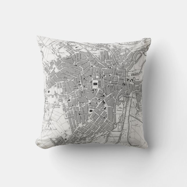 Vintage Map of Sheffield England (1823) Cushion (Front)