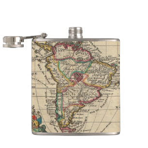 Vintage Map of South America (1747) Hip Flask
