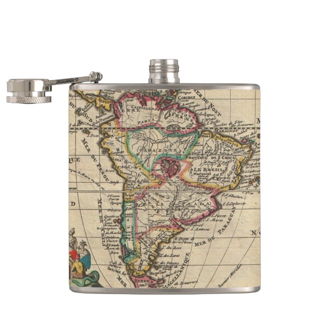 Vintage Map of South America (1747) Hip Flask (Opened)