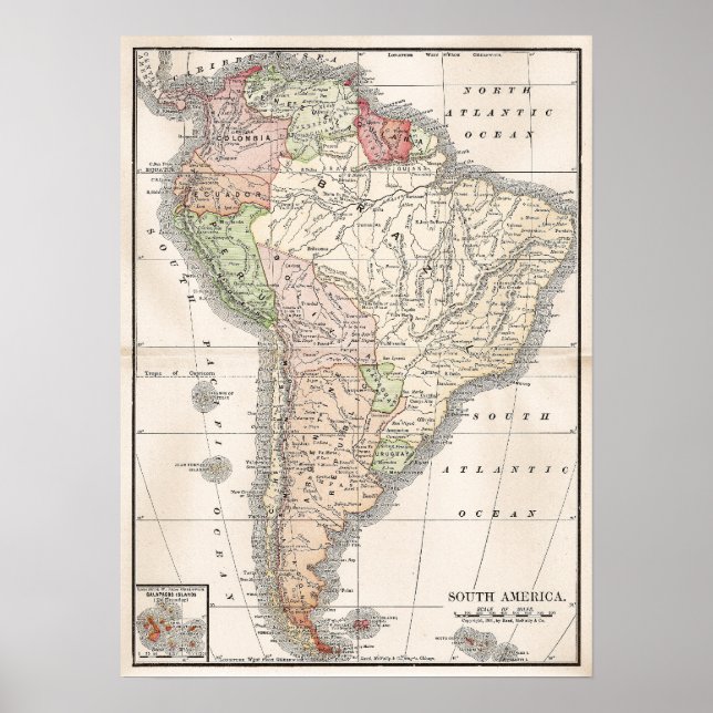 Vintage Map of South America Poster (Front)