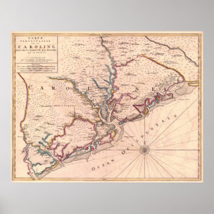 Vintage Map of South Carolina (1690) Poster