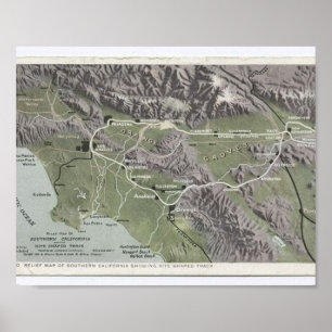 Vintage Map of Southern California from 1898 Canva Poster