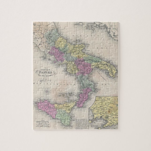 Vintage Map of Southern Italy (1853) Jigsaw Puzzle (Vertical)