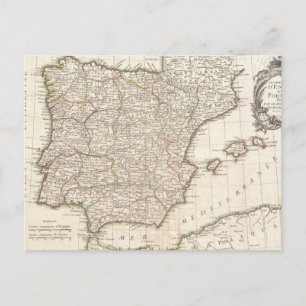 Vintage Map of Spain (1775) Postcard
