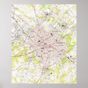 Vintage Map of Spartanburg South Carolina (1949) Poster