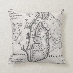 Vintage Map of St. Augustine Florida (1737) Cushion