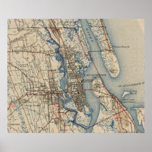 Vintage Map of St. Augustine Florida (1937) Poster