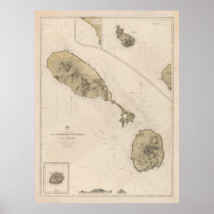 Vintage Map of St Kitts & Nevis (1872) Poster
