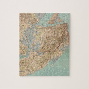 Vintage Map of Staten Island (1891) Jigsaw Puzzle