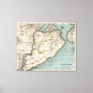 Vintage Map of Staten Island NY (1896) Canvas Print