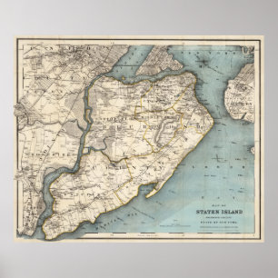 Vintage Map of Staten Island NY (1896) Poster
