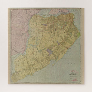 Vintage Map of Staten Island NY (1911) Jigsaw Puzzle
