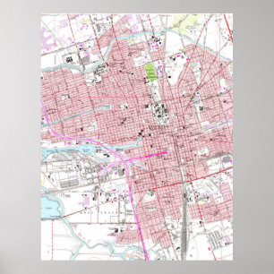 Vintage Map of Stockton California (1968) Poster