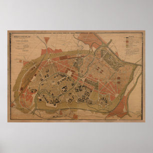 Vintage Map of Strasbourg France (1880) Poster