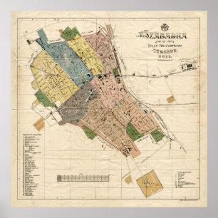 Vintage Map of Subotica Serbia (1911) Poster