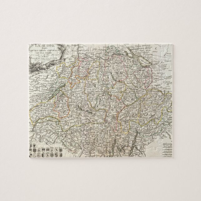 Vintage Map of Switzerland (1771) Jigsaw Puzzle (Horizontal)