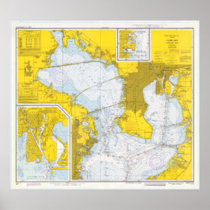 Vintage Map of Tampa Bay FL (1973) Poster