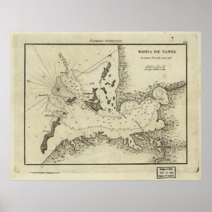 Vintage Map of Tampa Florida (1809) Poster