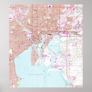 Vintage Map of Tampa Florida (1956) Poster