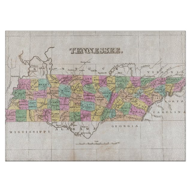 Vintage Map of Tennessee (1827) Cutting Board (Front)