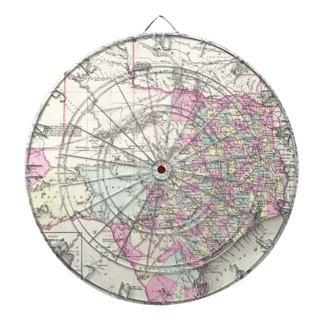 Vintage Map of Texas (1855) Dartboard (Front)
