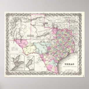 Vintage Map of Texas (1855) Poster