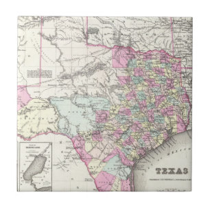 Vintage Map of Texas (1855) Tile