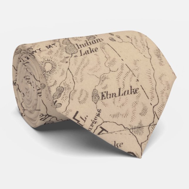 Vintage Map of The Adirondack Mountains (1874) Tie (Rolled)