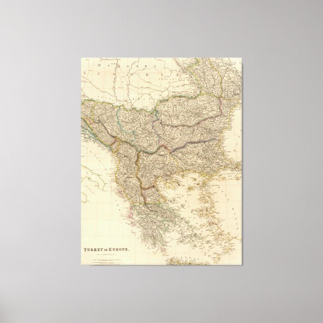Vintage Map of The Balkans (1832) Canvas Print (Front)