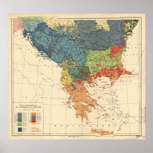 Vintage Map of The Balkans (1918) Poster (Front)