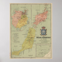 Vintage Map of The Canary Islands (1916)