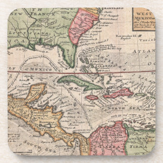 Vintage Map of the Caribbean (1732) Coaster