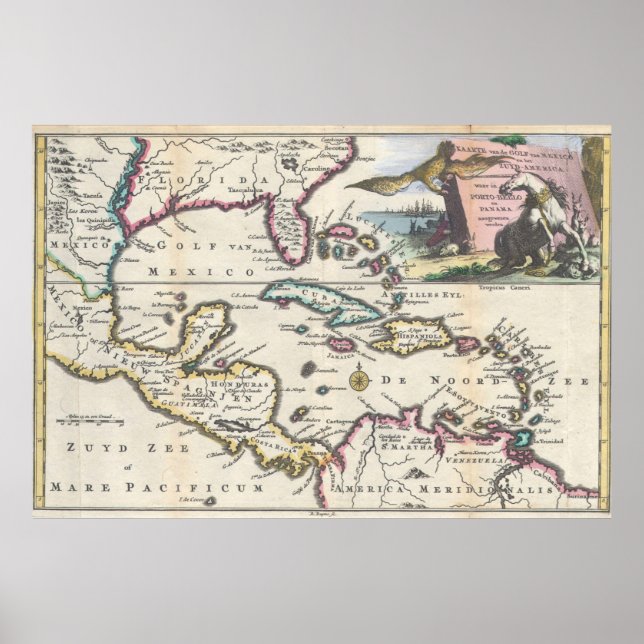 Vintage Map of The Caribbean (1747) Poster (Front)