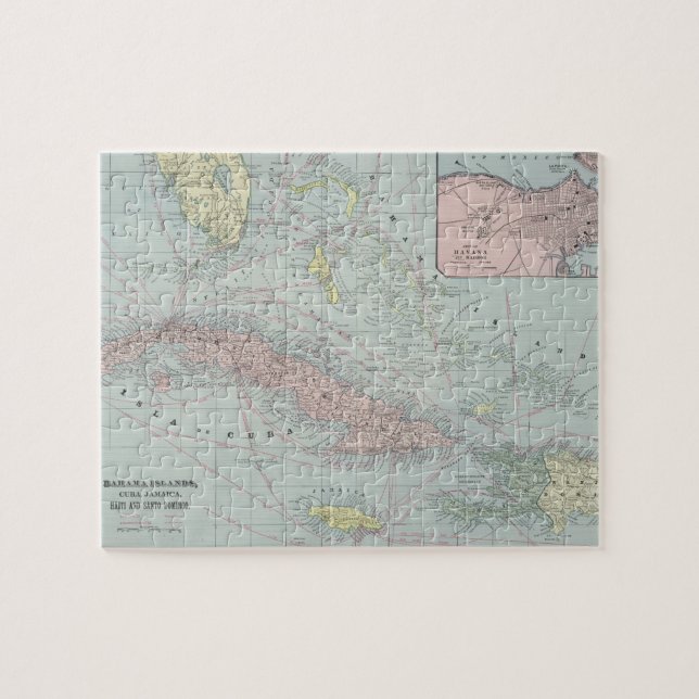 Vintage Map of The Caribbean (1901) Jigsaw Puzzle (Horizontal)