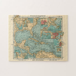Vintage Map of The Caribbean (1906) Jigsaw Puzzle