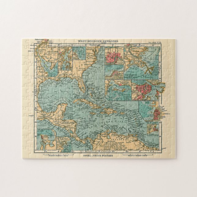 Vintage Map of The Caribbean (1906) Jigsaw Puzzle (Horizontal)