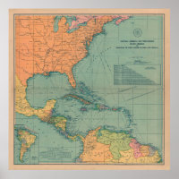Vintage Map of The Caribbean (1909)