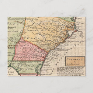 Vintage Map of the Carolinas (1746) Postcard