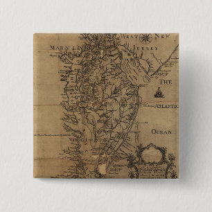 Vintage Map of The Chesapeake Bay (1778) 15 Cm Square Badge
