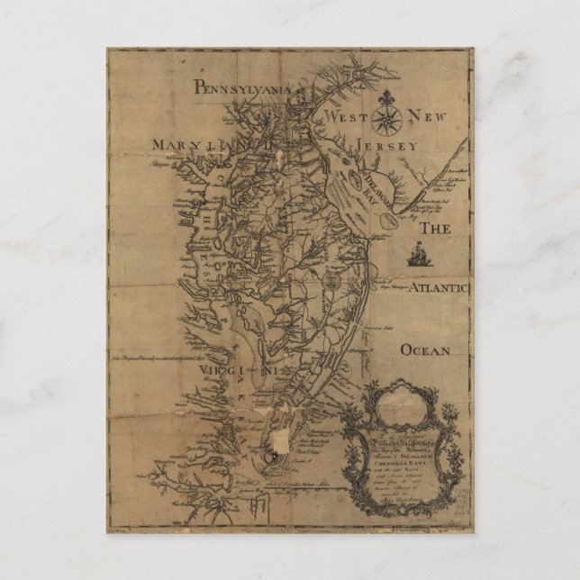 Vintage Map of The Chesapeake Bay (1778) Postcard (Front)