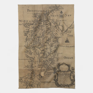 Vintage Map of The Chesapeake Bay (1778) Tea Towel