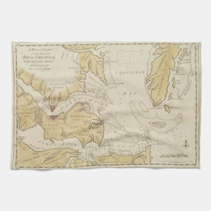 Vintage Map of The Chesapeake Bay (1781) Tea Towel