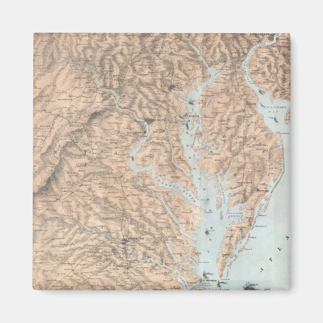 Vintage Map of The Chesapeake Bay (1861) Magnet (Front)